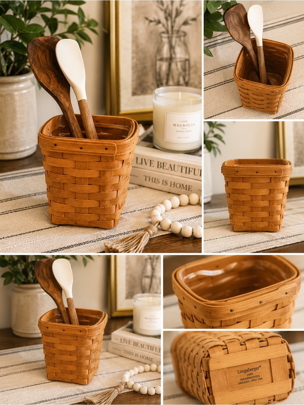 Longaberger Spoon Basket with Plastic Liner -2000